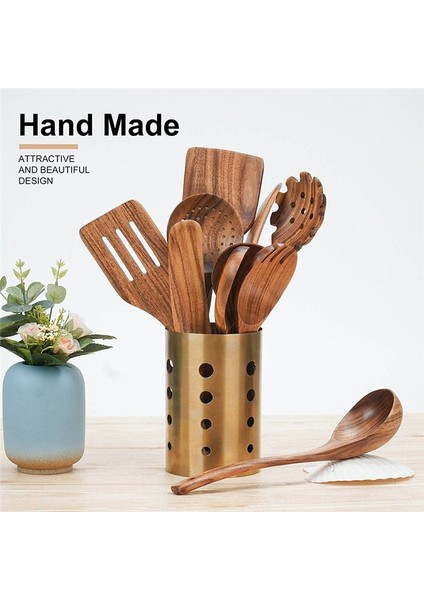 Ahşap Yemek Pişirme Eşyaları, Tik Ahşap Kaşık ve Ahşap Spatula ile Ayarlanmış Mutfak Eşyaları Yemek Pişirmek Için (Yurt Dışından) indirimleri