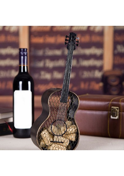 Gitar Cork Jar Ferforje Demir Süsleme Şarap Tıpa Koleksiyonu Tank Cork Depolama Tankı Demir Heykel El Sanatları Ev Dekorasyon (Yurt Dışından) indirimleri