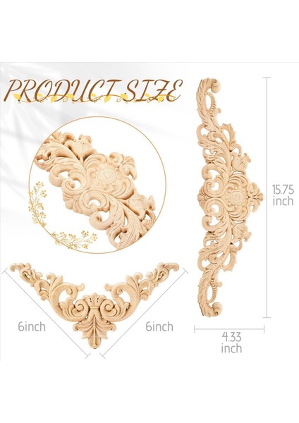 3x Ahşap Aplikeler Onaylar Dekoratif Ahşap Aplikler Dıy Ahşap Aplikeler Ayna Yatağı Kapısı Dolabı Dolap Mobilyaları (Yurt Dışından) modelleri