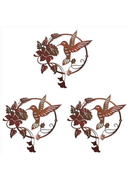 3x Demir Art Kuş Duvar Dekoru Bahçe Çit Çim Hotel Duvar Heykel Süsleri Iç Mekan Açık Ev Için Vintage Süs A (Yurt Dışından)