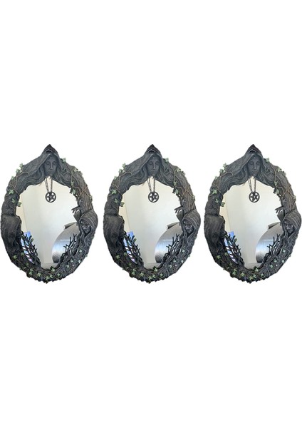 3x Üçlü Ay Tanrıça Duvar Aynası Üçlü Duvara Monte Ayna Beş Sonuçlı Retro Asma Ayna (Yurt Dışından)