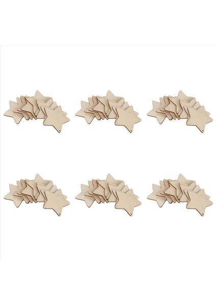60 x Ahşap Yıldız Şekilleri Delikli Düz Ahşap Zanaat Etiketleri (10 Cm) (Yurt Dışından)