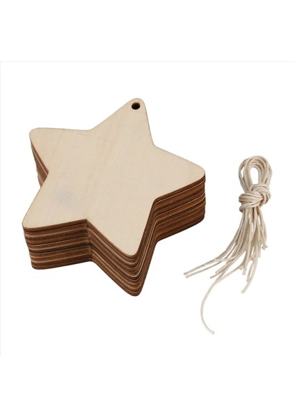 60 x Ahşap Yıldız Şekilleri Delikli Düz Ahşap Zanaat Etiketleri (10 Cm) (Yurt Dışından) fiyatları