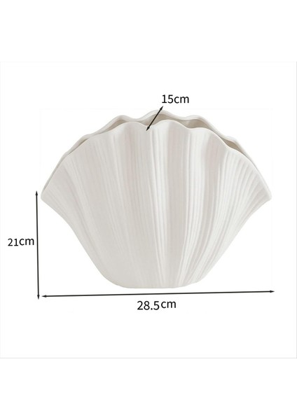 Nordic Style Kabuk Şekleli Seramik Vazo Ev Dekor Masa Masası Yapay Çiçek Tutucu Tutucu Tan Giysileri Çiçek Aranjmanı B (Yurt Dışından)