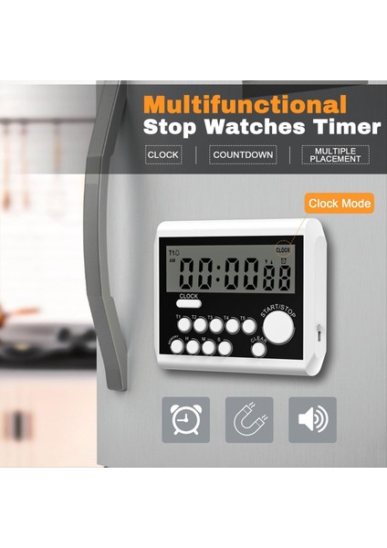 5 Kanal Dijital Mutfak Zamanlayıcısı, Büyük LCD Ekranlı Saat Modu, Pişirme Zamanlayıcısı, Yüksek Sesle Ses Alarmı ve Yanıp Sönen Işık (Yurt Dışından) fiyatları