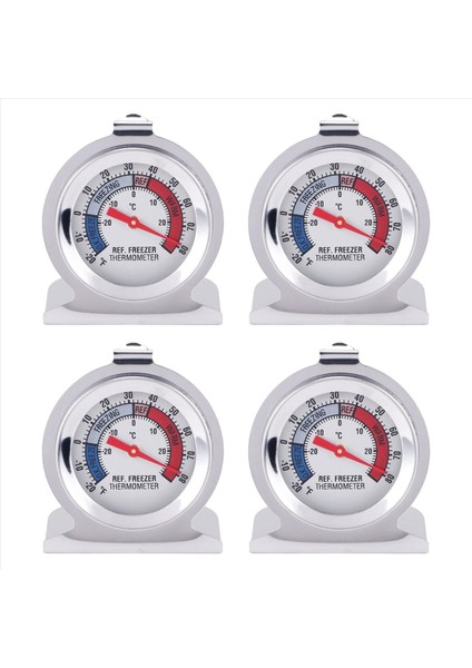 4pc Buzdolabı Termometresi, Dondurucu Buzdolabı Için Kırmızı Gösterge Termometresi ile Asılı Kanca ve Stand (Yurt Dışından)