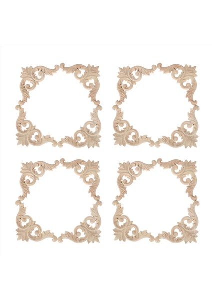 Ahşap Oyma Köşe Pervazları Onlay Aplike Boyasız Mobilya Dekor 16PCS 12X12CM (Yurt Dışından)