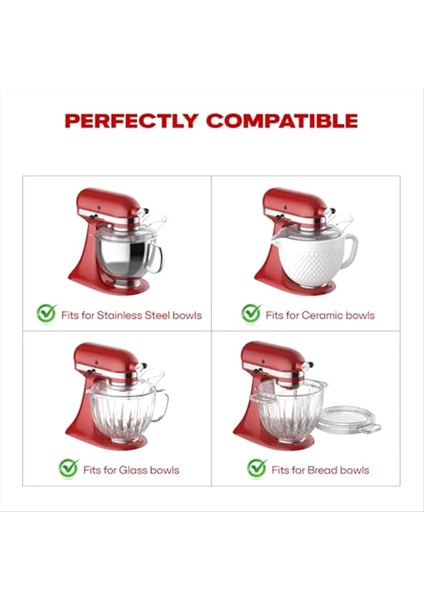 Kitchenaid Için Dökme Kalkanı 4.5-5 Quart Mikser Kasesi, Kitchenaid Yardım Tilt Head Stand Mikserleri Için Açık Güvenlik Kalkanı (Yurt Dışından) modelleri