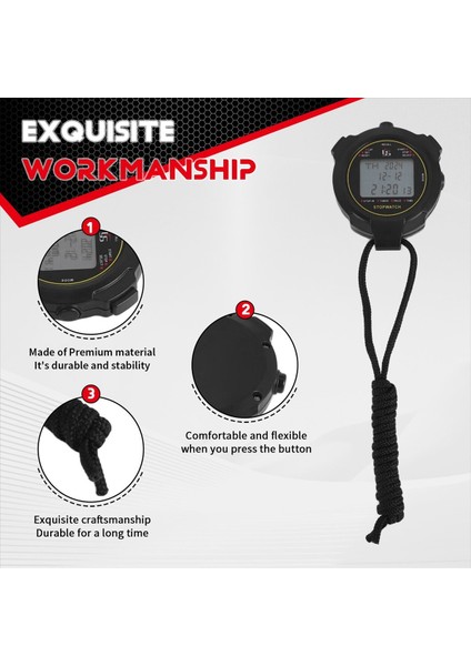 Dijital Spor Kronometre, 10LAP /bölünmüş Bellek Kronometre Geri Sayım Zamanlayıcısı, Büyük Ekran Su Geçirmez 12/24 Saat Saat (Yurt Dışından) fırsatları