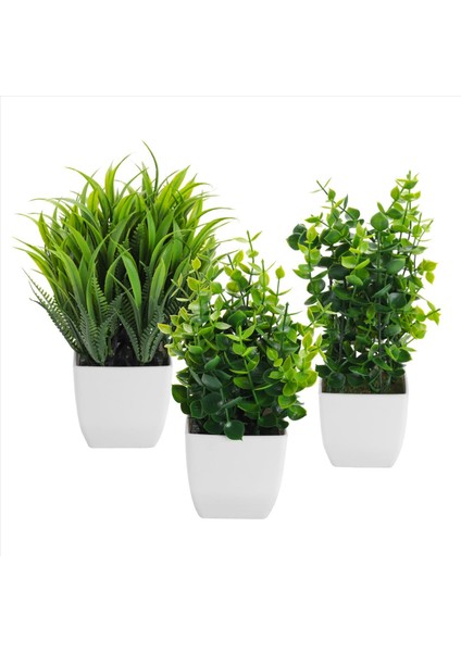 3 Paket Bitkiler Potlar Yapay Okaliptüs Bitki Mini Saksılı Bitkiler Kapalı Küçük Plastik Buğday Çim Çalılar (Yurt Dışından) modelleri