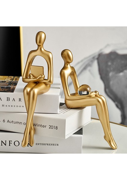 Düşünür Heykeli Soyut Figür Heykel Küçük Süslemeler Reçine Heykel Ev Altın Soyut Heykel Ofis Dekor B (Yurt Dışından) indirimleri