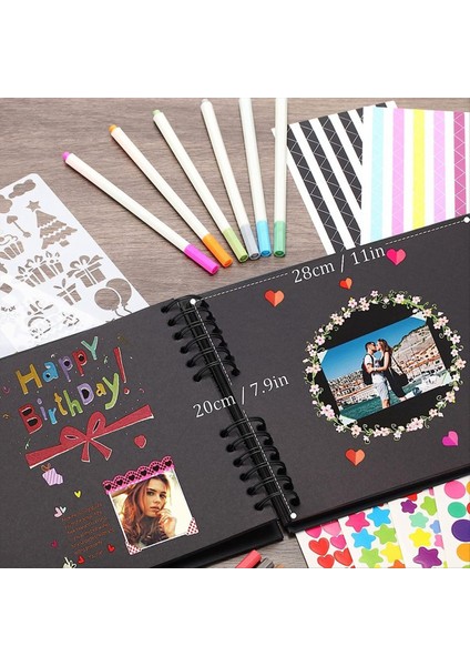 Dıy Scrapbook Albüm 11 4 x 8 5inch 80 Sayfa Fotoğraf Albümü Karalama Defteri Kalın Diy Hurda Kitabı Mezuniyet Hediyesi Sarı (Yurt Dışından) indirimleri
