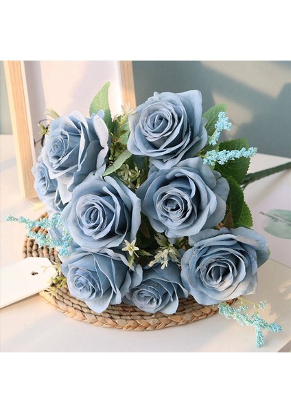 4x Yapay Mavi Güller Çiçekler Ipek Gül Çiçek Buket Yapay Çiçekler Ev Bahçe Dekorasyon Düğün Gülleri Mavi (Yurt Dışından) fırsatları