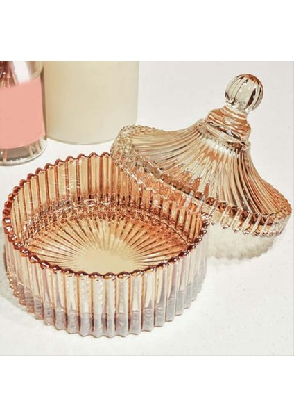 Kapaklı Dekoratif Cam Kavanozlar Kristal Cam Depolama Kasesi Qtıp Tutucu Vanity Canister Jar Banyo Organizatör (Yurt Dışından) modelleri