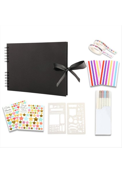 Dıy Scrapbook Albüm 11 4 x 8 5inch 80 Sayfa Fotoğraf Albümü Scrapbook Kalın Diy Hurda Kitabı Mezuniyet Hediyesi Siyah (Yurt Dışından)