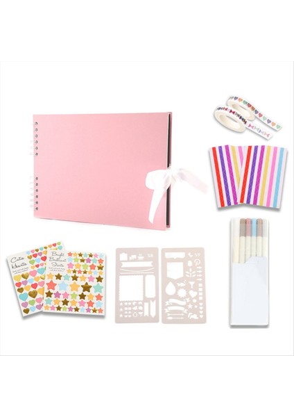 Dıy Scrapbook Albüm 11 4 x 8 5inch 80 Sayfa Fotoğraf Albümü Karalama Defteri Kalın Diy Hurda Kitabı Mezuniyet Hediyesi Pembe (Yurt Dışından)