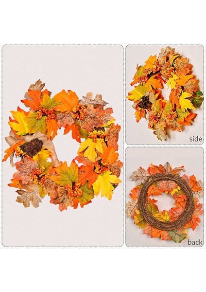 Sonbahar Hasat Festivali Akçaağaç Yaprak Çelenk Akçaağaç Yaprak Kırmızı Berry Lotus Rattan Kapı Asılı Şükran Günü Dekorasyon (Yurt Dışından) fiyatları