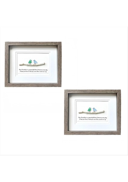 Zarif Deniz Cam Kuşları Fotoğraf Çerçevesi - Eşsiz ve Düşünceli Dostluk Hediyesi Deniz Cam Art Dekoratif Süsler (Yurt Dışından)