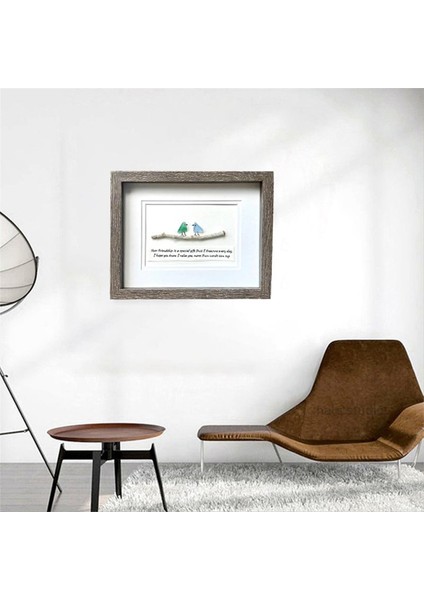 Zarif Deniz Cam Kuşları Fotoğraf Çerçevesi - Eşsiz ve Düşünceli Dostluk Hediyesi Deniz Cam Art Dekoratif Süsler (Yurt Dışından) fiyatları