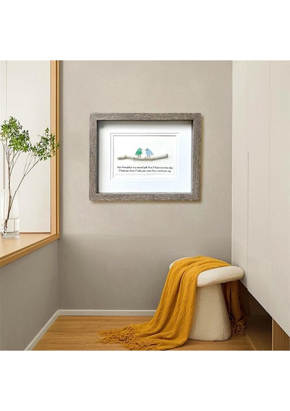 Zarif Deniz Cam Kuşları Fotoğraf Çerçevesi - Eşsiz ve Düşünceli Dostluk Hediyesi Deniz Cam Art Dekoratif Süsler (Yurt Dışından) fırsatları