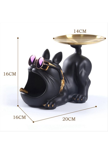 Reçine Cool Bulldog Crafts Dog Butler Tepsiyle Anahtar Tutucu Depolama Mücevherleri Hayvan Odası Ev Dekoru Heykeli Siyah (Yurt Dışından) fiyatları
