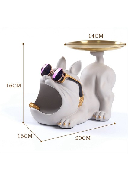 Reçine Cool Bulldog Crafts Dog Butler Tepsiyle Anahtar Tutucu Depolama Mücevherleri Hayvan Odası Ev Dekoru Heykeli Siyah (Yurt Dışından) fırsatları