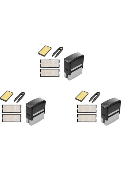 3x Kendinden Mürekkep Damgası Seti Özel Kişiselleştirilmiş Dıy Business Adı Numarası Adresi Baskı Kauçuk Damga (Yurt Dışından)