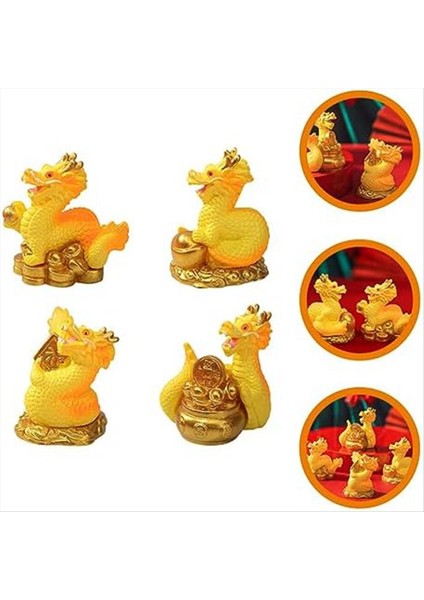 Mini Çin Yeni Yıl Ejderha Heykelcik 4pcs Minyatür Ejderha Heykeli 2024 Reçine Altın Çin Zodyak Ejderha Heykeli (Yurt Dışından) modelleri