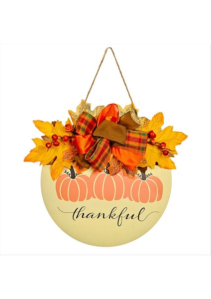 Şükran Dekorasyonu Ahşap Kabak Kapı Plakası Kapı Asma Hasat Festivali Ev Duvar Çelenk Dekorasyonu (Yurt Dışından)