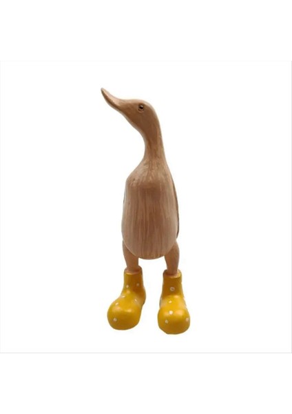 Reçine Ördek Heykeli Bahçe Heykeli Sevimli Karikatür Ördekler Benekli Wellies Boot Iyi Şanslar Heykelcik Sarı-M (Yurt Dışından)