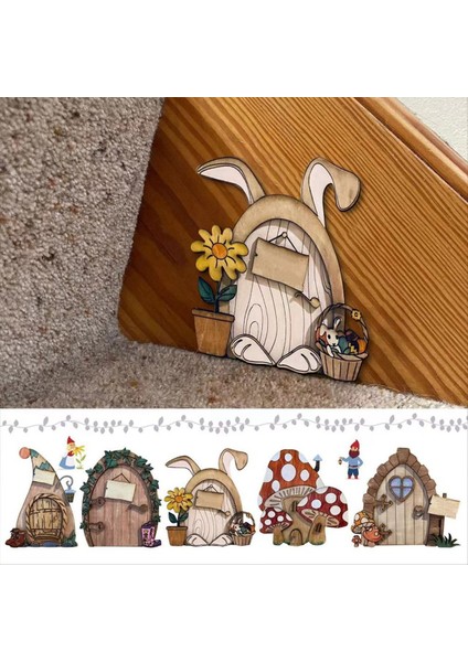 Karikatür Ahşap Mini Diy Kapı Peri Masalı Kapı Kapısı Dekorasyon Bahçesi Avlu Dekoru Peri Kapı Süsleme 2 (Yurt Dışından) modelleri