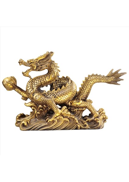 Pirinç Çin Feng Shui Ejderha Heykel Heykel Ev Ofisi Masa Tabanca Süsleri Servet ve Başarı Için Iyi Şanslı Hediyeler (Yurt Dışından)