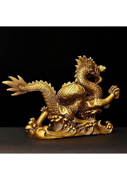 Pirinç Çin Feng Shui Ejderha Heykel Heykel Ev Ofisi Masa Tabanca Süsleri Servet ve Başarı Için Iyi Şanslı Hediyeler (Yurt Dışından) fiyatları