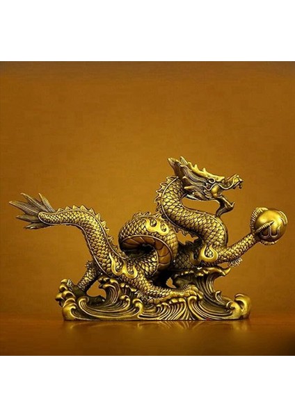 Pirinç Çin Feng Shui Ejderha Heykel Heykel Ev Ofisi Masa Tabanca Süsleri Servet ve Başarı Için Iyi Şanslı Hediyeler (Yurt Dışından) fırsatları