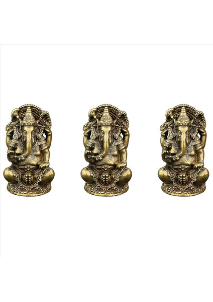 3x Lord Ganesha Budist Heykeli Fil Tanrı Heykelleri Ganesha Figürinler Pirinç Ev Bahçesi Buda Dekorasyon Model Hediyesi (Yurt Dışından)