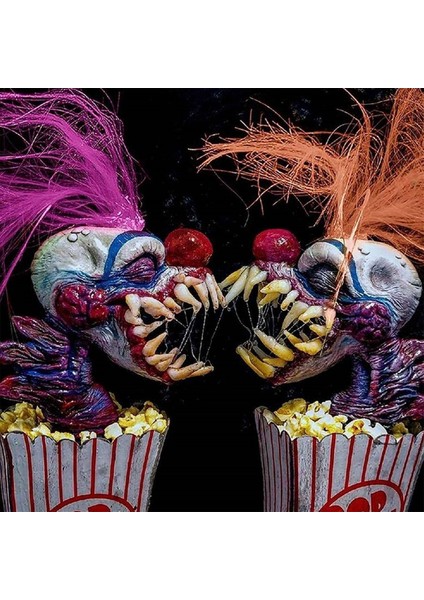 Palyaço Heykel Cadılar Bayramı Palyaço Dekorasyon Patlamış Mısır Palyaço Korkunç Palyaço Head Heykel Reçine Zanaat Palyaço Uzay Purple (Yurt Dışından)