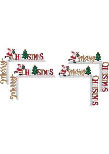 4pcs Noel Dekorasyonları Ahşap Köşe Kapı Çerçevesi Dekorasyonu Karikatür Boyama Yüz Yok Yaşlı Kolye Noel (Yurt Dışından)