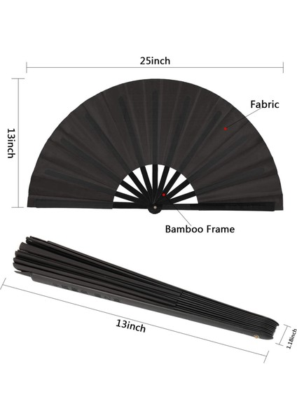 4 Adet Büyük Katlanır Fan Naylon Kumaş El Tipi Katlanır Fan Çin Kung Fu Tai Chi Fan Siyah Dekorasyon Kat El Fan (Yurt Dışından) fiyatları