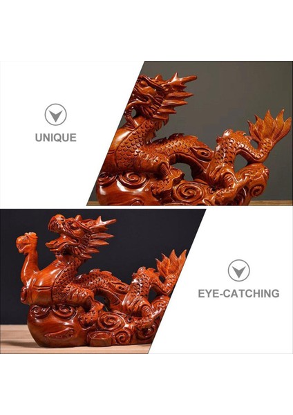 Çin Ejderha Heykeli 2024 Çin Zodyak Ahşap Figürin Mini Ahşap Çin Ejderha Heykeli Heykelcik Zodyak Kahverengi (Yurt Dışından)