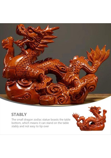 Çin Ejderha Heykeli 2024 Çin Zodyak Ahşap Figürin Mini Ahşap Çin Ejderha Heykeli Heykelcik Zodyak Kahverengi (Yurt Dışından) fiyatları