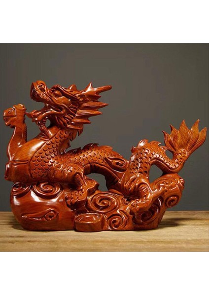 Çin Ejderha Heykeli 2024 Çin Zodyak Ahşap Figürin Mini Ahşap Çin Ejderha Heykeli Heykelcik Zodyak Kahverengi (Yurt Dışından) modelleri