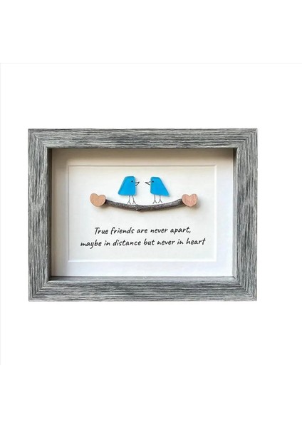 Deniz Cam Sanat Seaglass Kuşlar Arkadaş Doğum Günü Hediyesi El Yapımı Fotoğraf Çerçeve Deniz Cam Kuşlar Dalgalı Kuşak Duvar Mavi (Yurt Dışından)