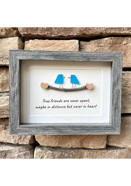 Deniz Cam Sanat Seaglass Kuşlar Arkadaş Doğum Günü Hediyesi El Yapımı Fotoğraf Çerçeve Deniz Cam Kuşlar Dalgalı Kuşak Duvar Mavi (Yurt Dışından) modelleri