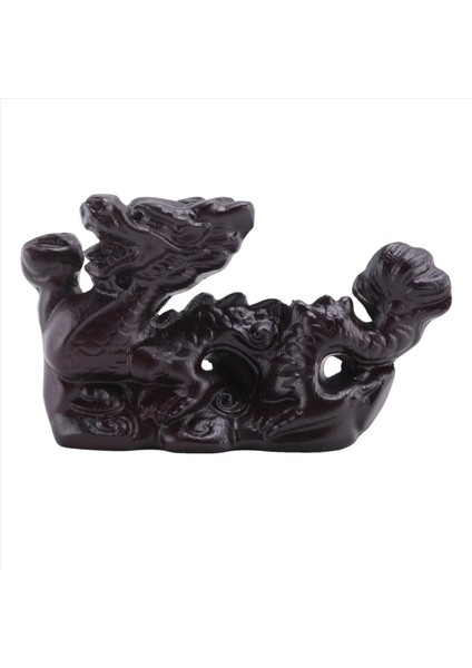 Çin Ejderha Heykeli 2024 Çin Zodyak Ahşap Figürin Mini Ahşap Çin Ejderha Heykeli Heykelcik Zodyak Siyah (Yurt Dışından)