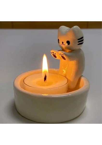 Yavru Kedi Mum Tutucu Sevimli Izgara Kediler Aromaterapi Mum Tutucu Masaüstü Dekoratif Süsler Doğum Günü Hediyeleri (Yurt Dışından) modelleri
