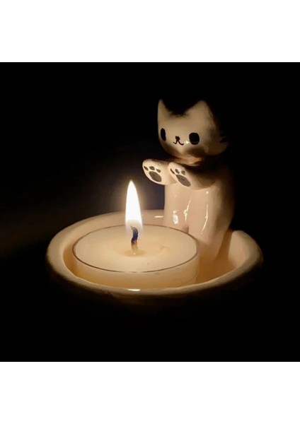Yavru Kedi Mum Tutucu Sevimli Izgara Kediler Aromaterapi Mum Tutucu Masaüstü Dekoratif Süsler Doğum Günü Hediyeleri (Yurt Dışından) fırsatları