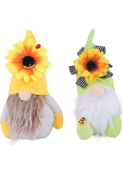 2 Adet Ayçiçeği Gnome Yaz Cüceleri Ekose Ayçiçeği Gnome Süsler Ayçiçeği Dekor (Yurt Dışından)