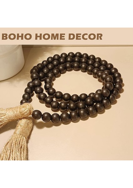 Ahşap Boncuk Çelenk Çiftlik Evi Dekor Ahşap Boncuklar Püskül Boho Duvar Rustik Ev Sehpa Dekoru Boncuklar (Yurt Dışından) fiyatları