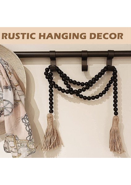 Ahşap Boncuk Çelenk Çiftlik Evi Dekor Ahşap Boncuklar Püskül Boho Duvar Rustik Ev Sehpa Dekoru Boncuklar (Yurt Dışından) modelleri