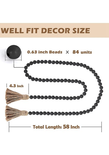 Ahşap Boncuk Çelenk Çiftlik Evi Dekor Ahşap Boncuklar Püskül Boho Duvar Rustik Ev Sehpa Dekoru Boncuklar (Yurt Dışından) indirimleri